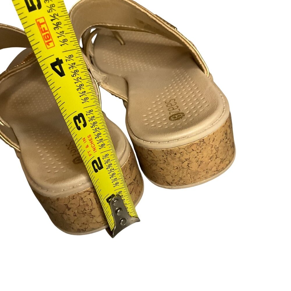 Bzees Bora Bright Womens Gold Wedge Sandals Size 9M With Rhinestone Strap & Cork - Picture 3 of 12